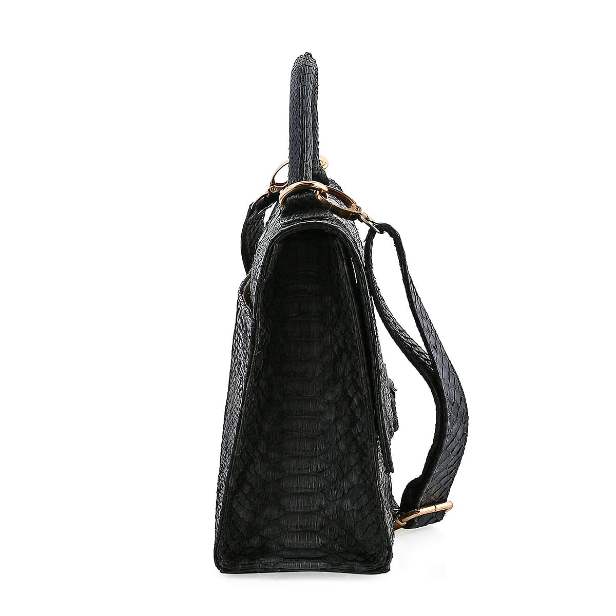 The Grand Pelle Black 100% Genuine Python Leather Handbag image number 5