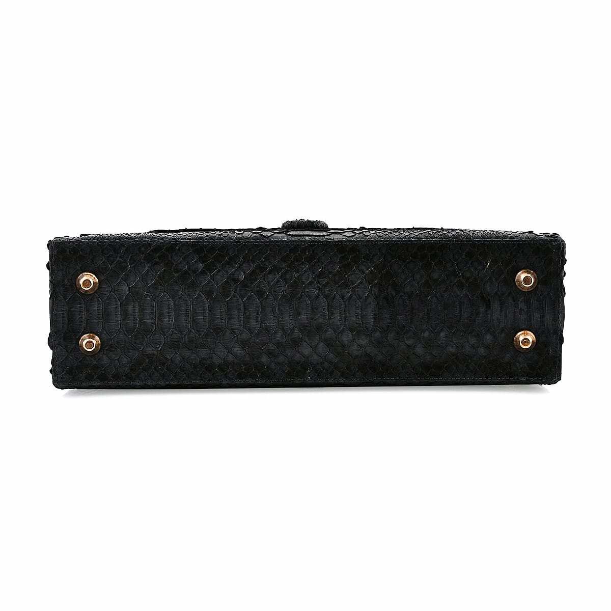 The Grand Pelle Black 100% Genuine Python Leather Handbag image number 7