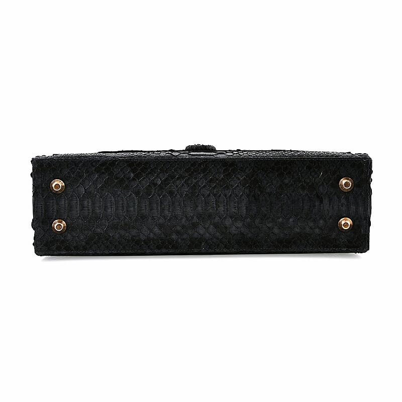 The Grand Pelle Black 100% Genuine Python Leather Handbag