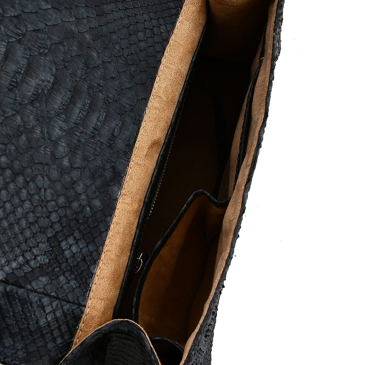 The Grand Pelle Black 100% Genuine Python Leather Handbag image number 8