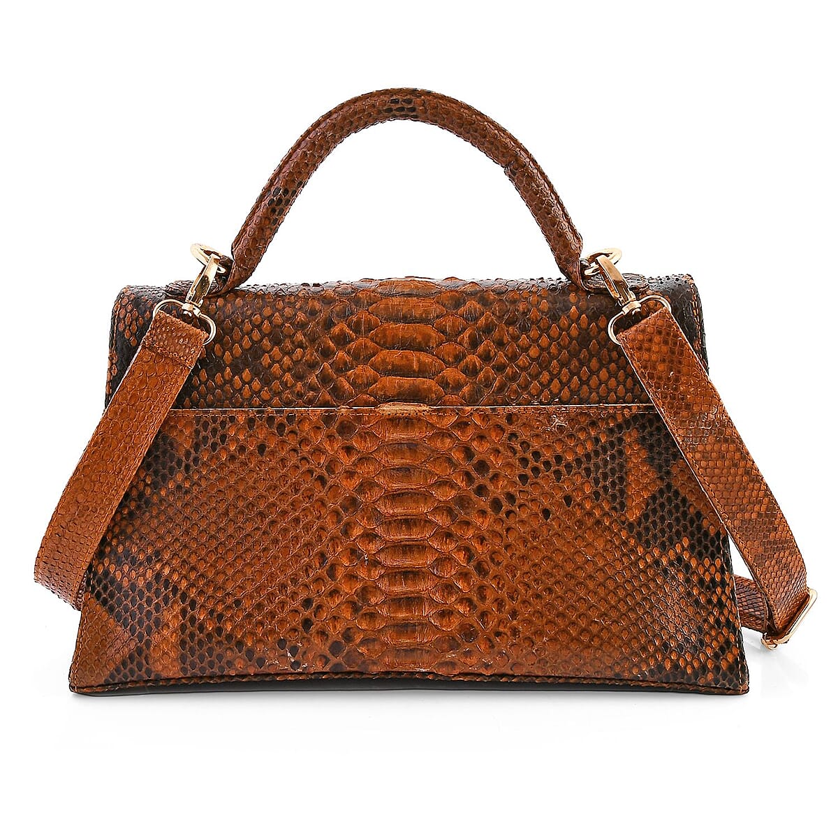 The Grand Pelle Brown 100% Genuine Python Leather Handbag image number 4
