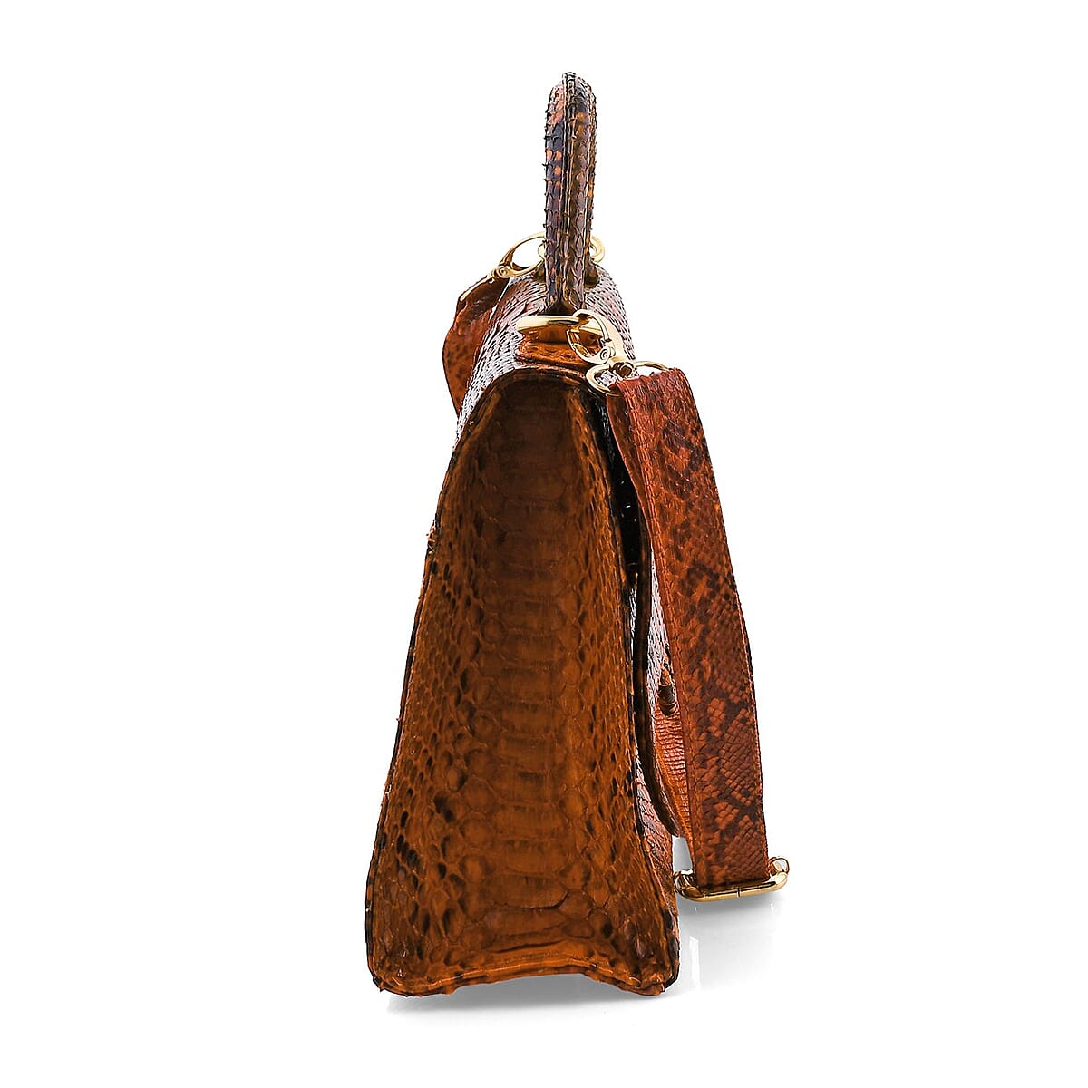 The Grand Pelle Brown 100% Genuine Python Leather Handbag image number 5