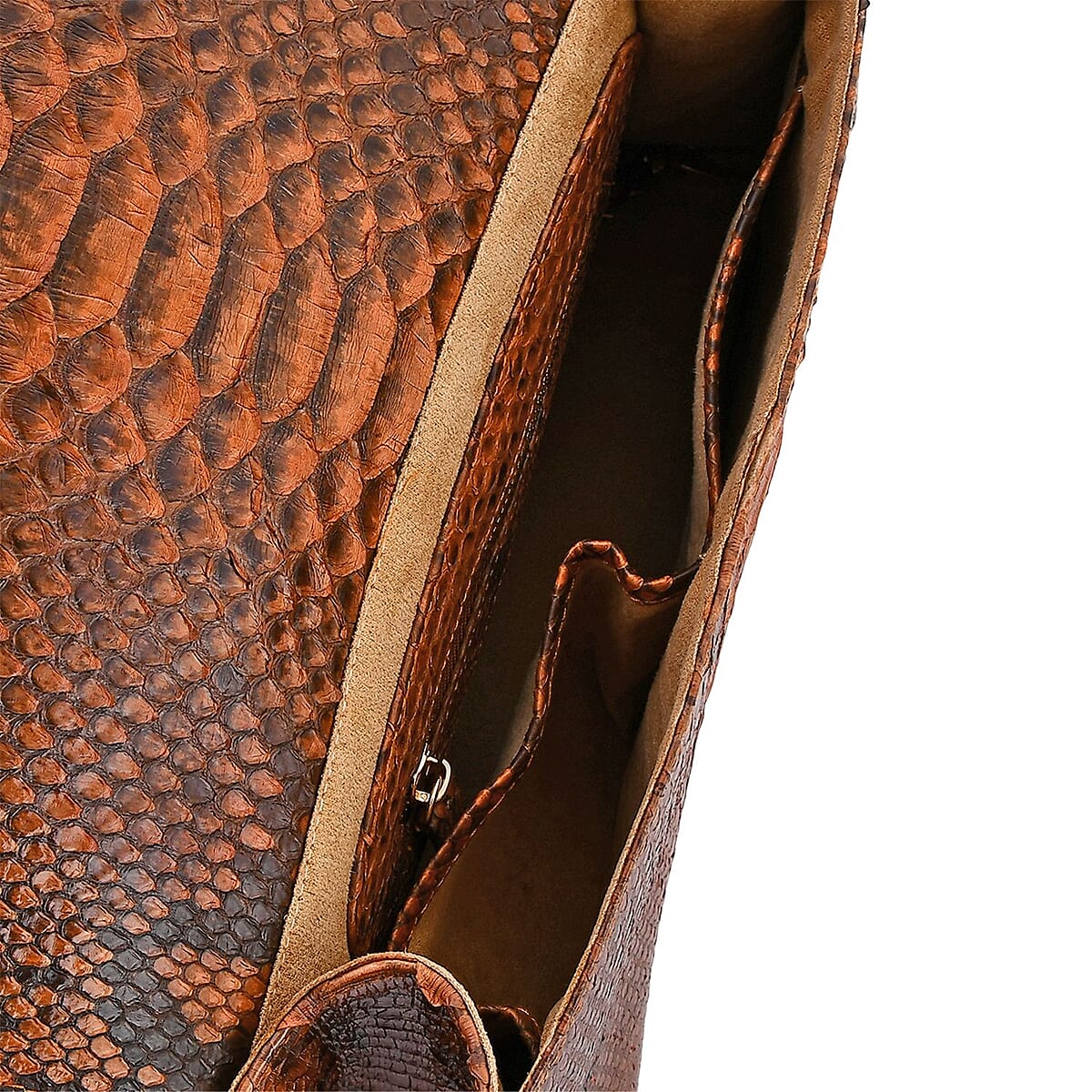 The Grand Pelle Brown 100% Genuine Python Leather Handbag image number 8