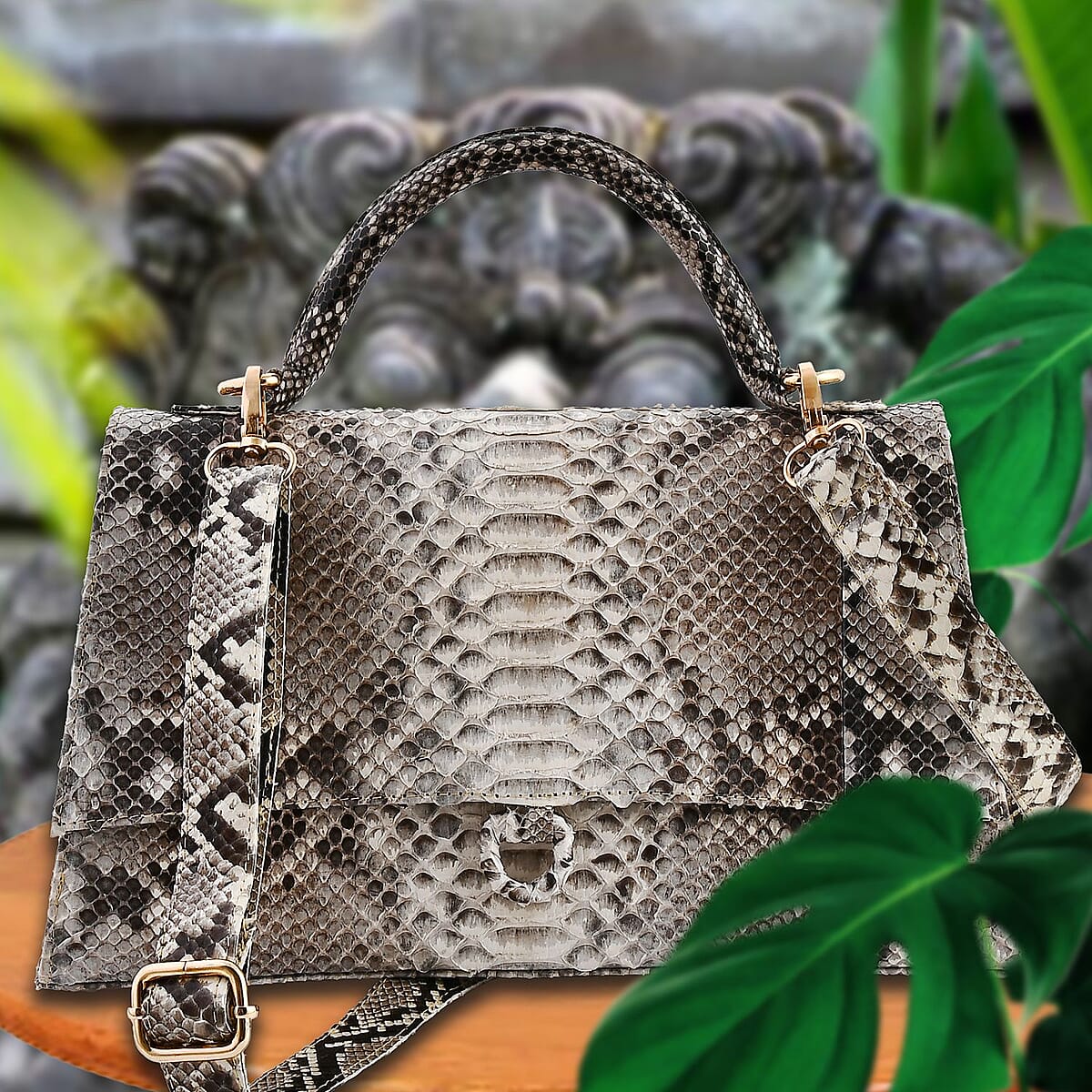 The Grand Pelle Natural 100% Genuine Python Leather Handbag image number 1