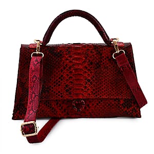 The Grand Pelle Red 100% Genuine Python Leather Handbag