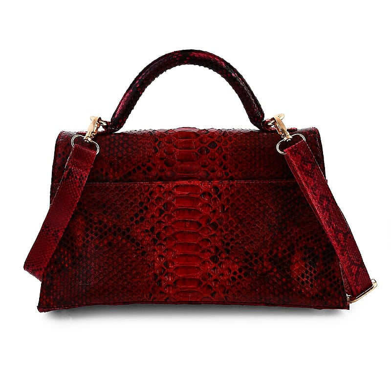 The Grand Pelle Red 100% Genuine Python Leather Handbag