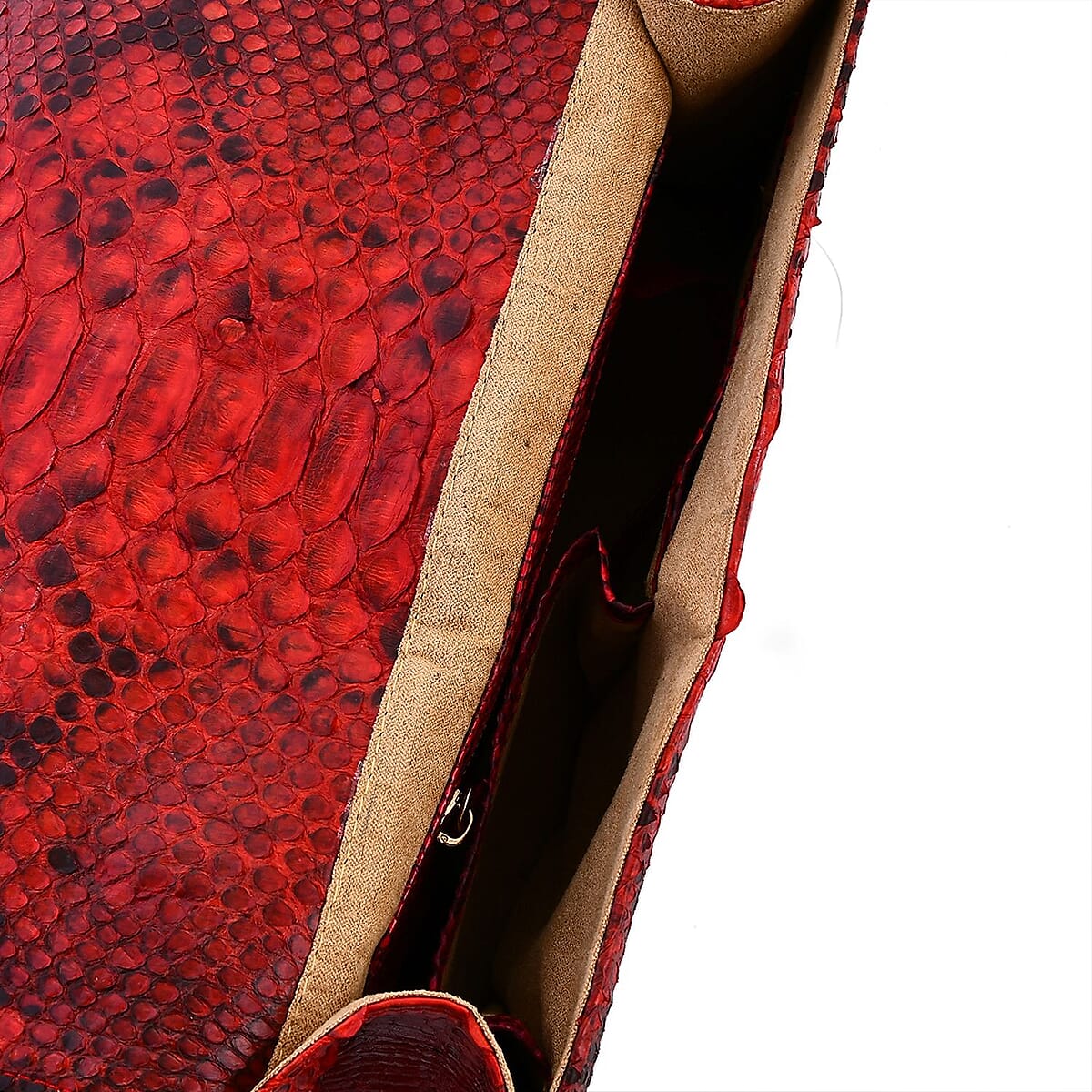 The Grand Pelle Red 100% Genuine Python Leather Handbag image number 8