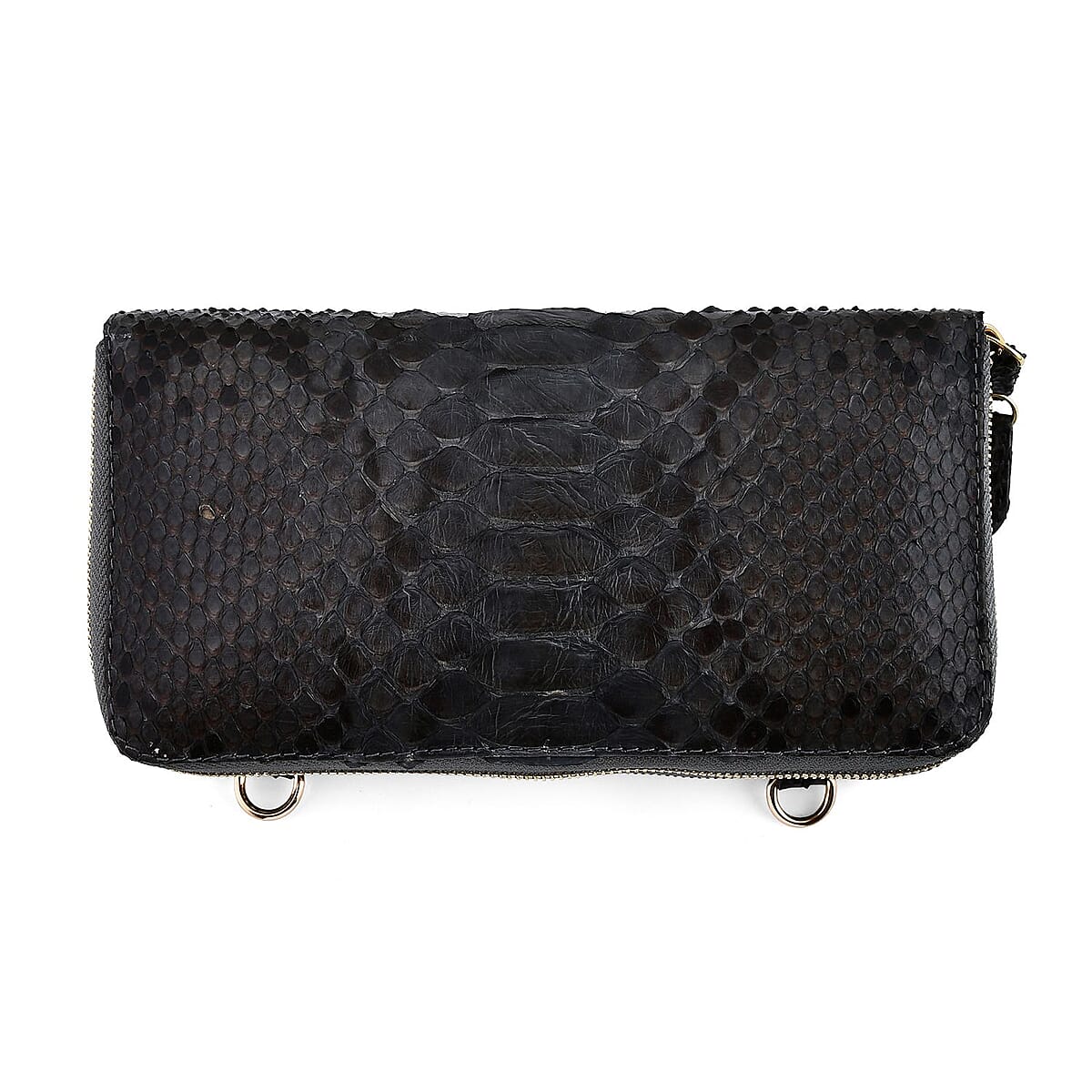 The Grand Pelle Black 100% Genuine Python Leather Crossbody Wallet image number 4