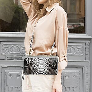 The Grand Pelle Natural 100% Genuine Python Leather Crossbody Wallet