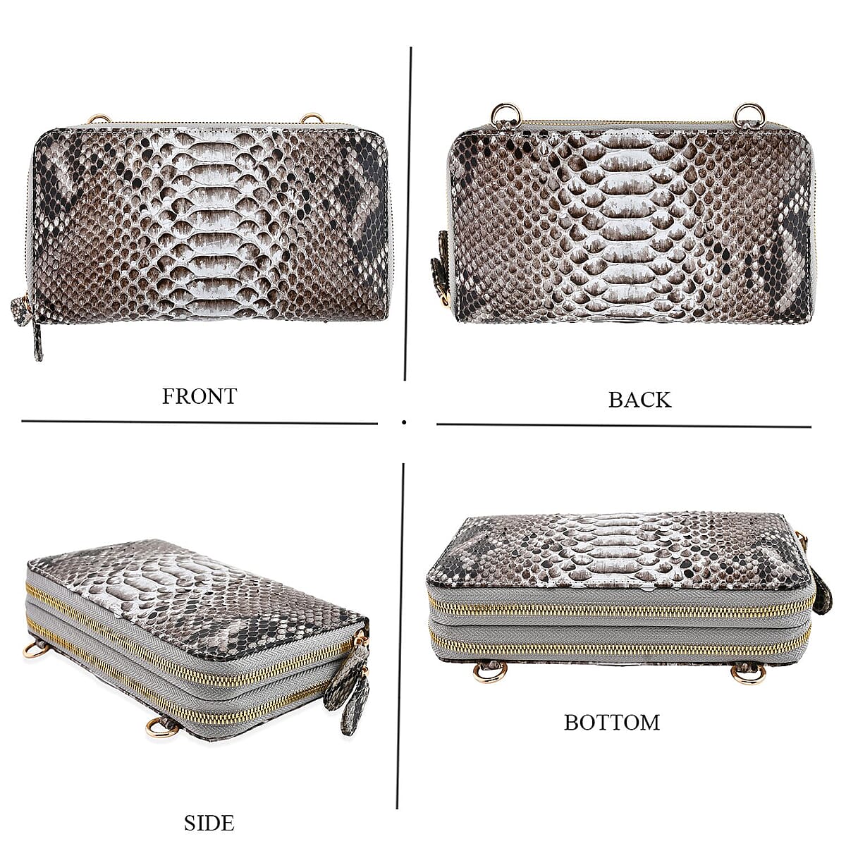 The Grand Pelle Natural 100% Genuine Python Leather Crossbody Wallet image number 3