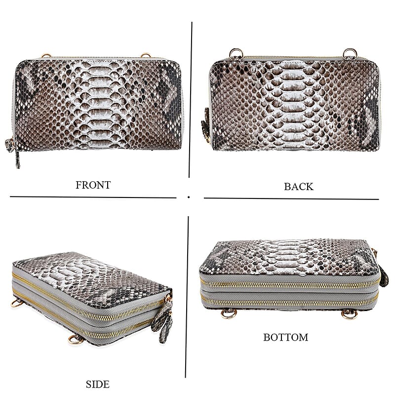 The Grand Pelle Natural 100% Genuine Python Leather Crossbody Wallet