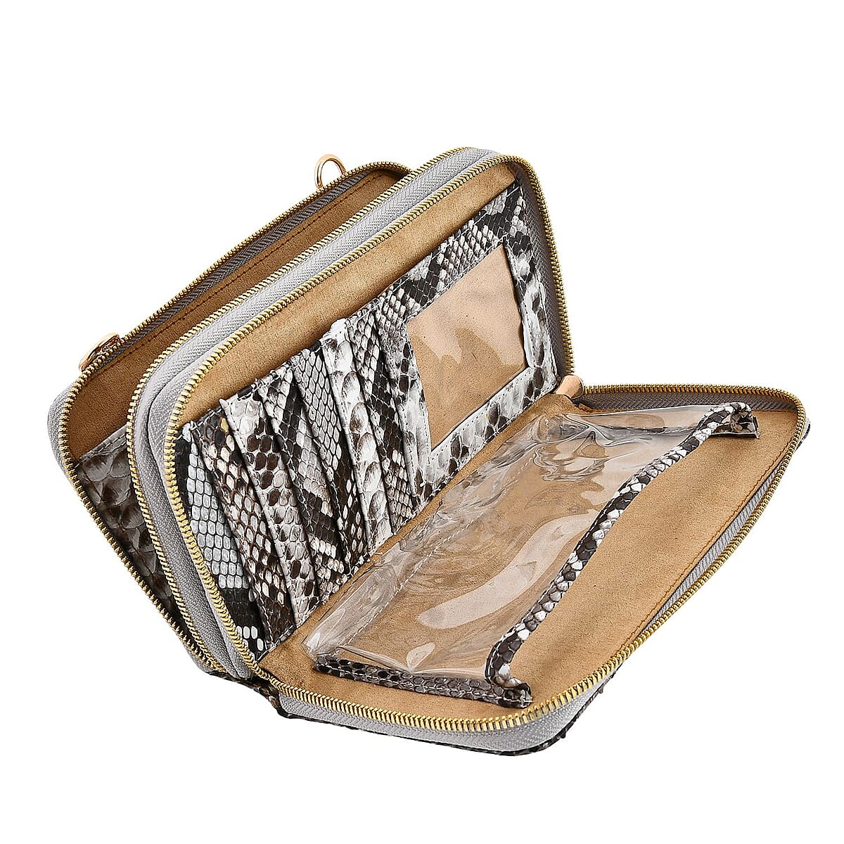 The Grand Pelle Natural 100% Genuine Python Leather Crossbody Wallet image number 5