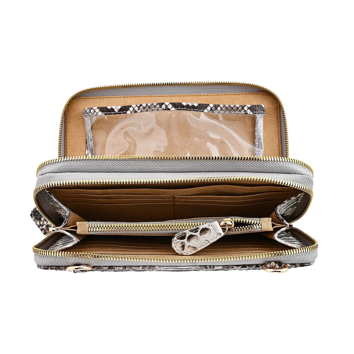 The Grand Pelle Natural 100% Genuine Python Leather Crossbody Wallet image number 6
