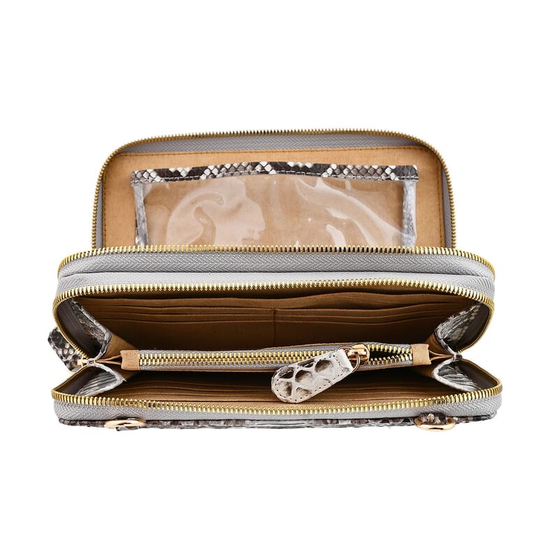 The Grand Pelle Natural 100% Genuine Python Leather Crossbody Wallet