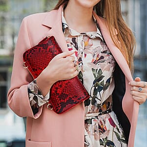 The Grand Pelle Red 100% Genuine Python Leather Crossbody Wallet