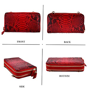 The Grand Pelle Red 100% Genuine Python Leather Crossbody Wallet