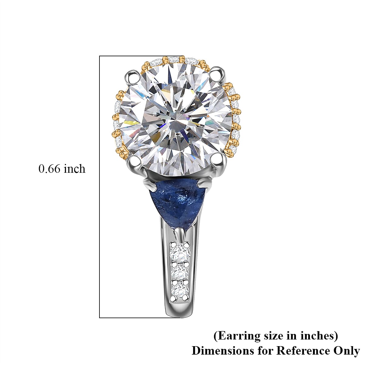 D'Joy Heart and Arrow Cut Moissanite and Masoala Sapphire (D) 3.35 ctw J-Hoop Earrings in 18K Vermeil YG and Rhodium Over Sterling Silver image number 5