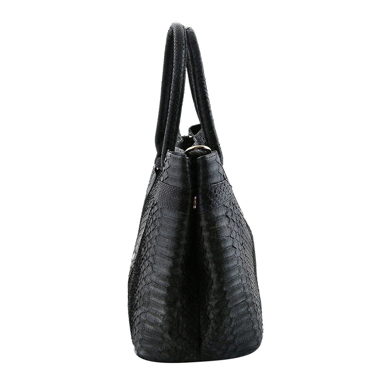 The Grand Pelle Black 100% Genuine Python Leather Tote Bag