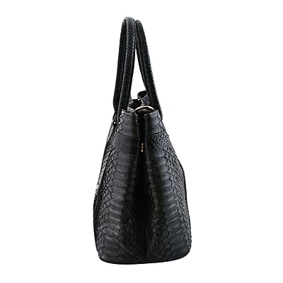 The Grand Pelle Black 100% Genuine Python Leather Tote Bag