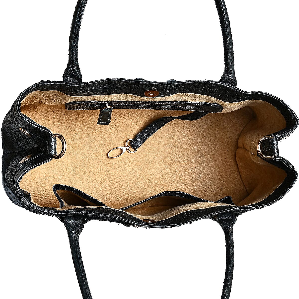 The Grand Pelle Black 100% Genuine Python Leather Tote Bag image number 5