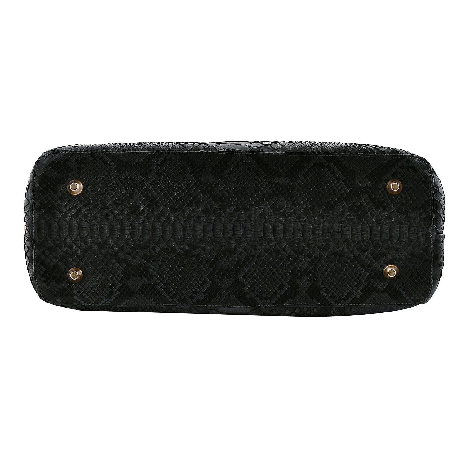The Grand Pelle Black 100% Genuine Python Leather Tote Bag