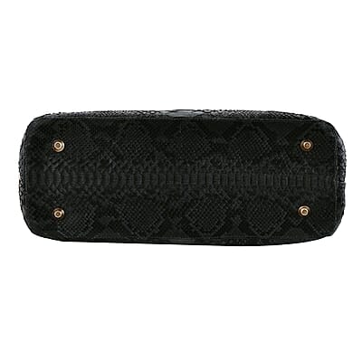The Grand Pelle Black 100% Genuine Python Leather Tote Bag