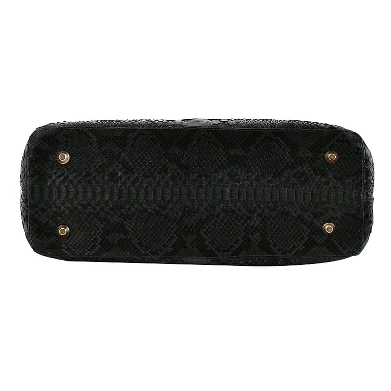 The Grand Pelle Black 100% Genuine Python Leather Tote Bag