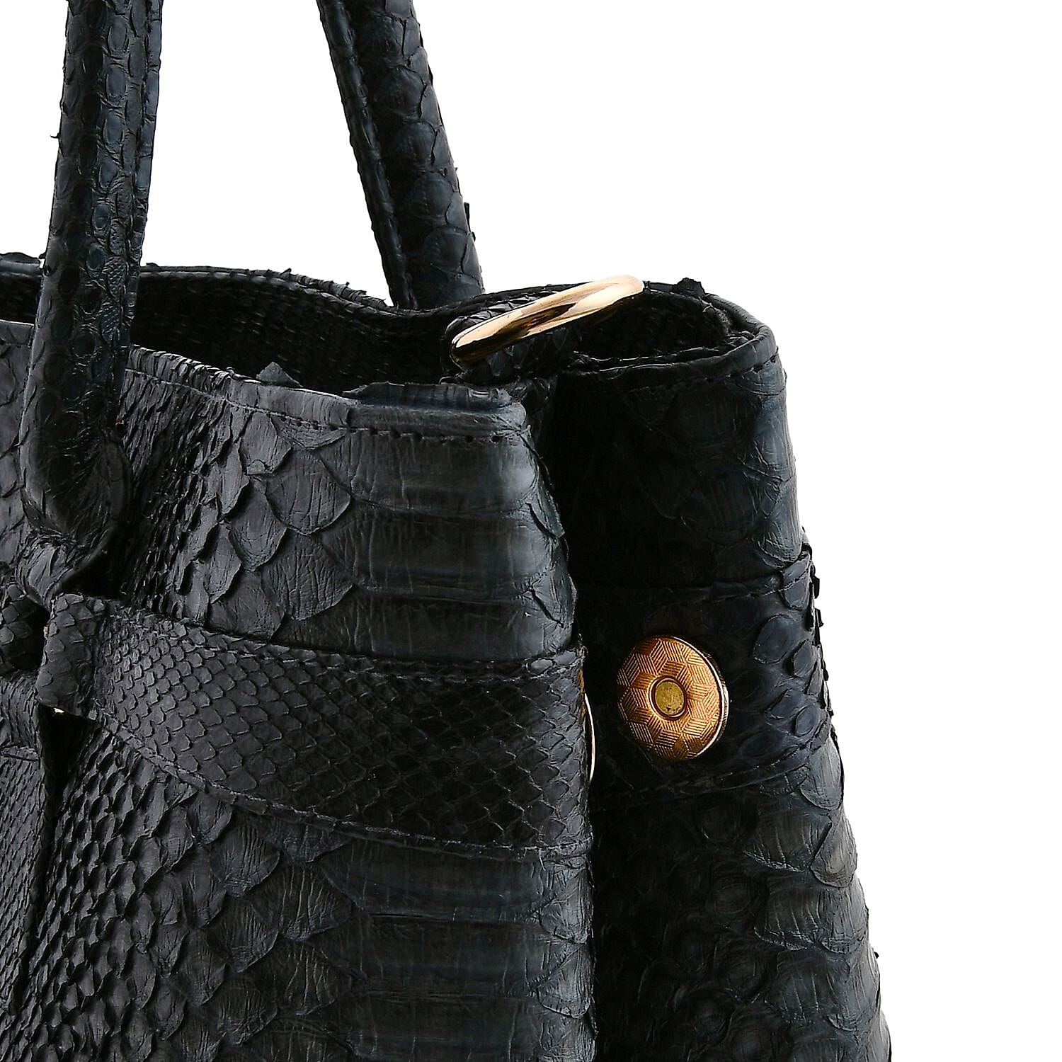 The Grand Pelle Black 100% Genuine Python Leather Tote Bag
