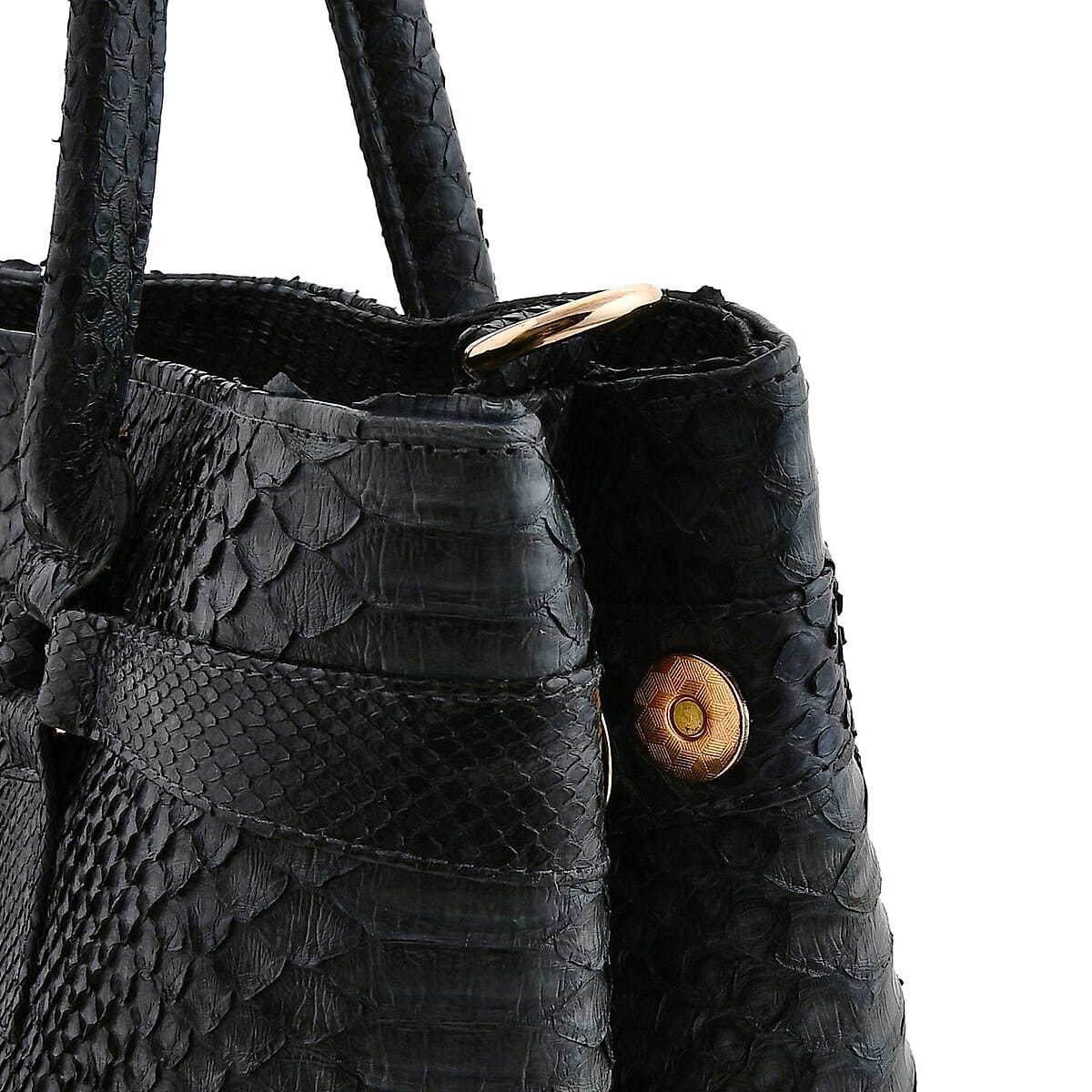 The Grand Pelle Black 100% Genuine Python Leather Tote Bag image number 7