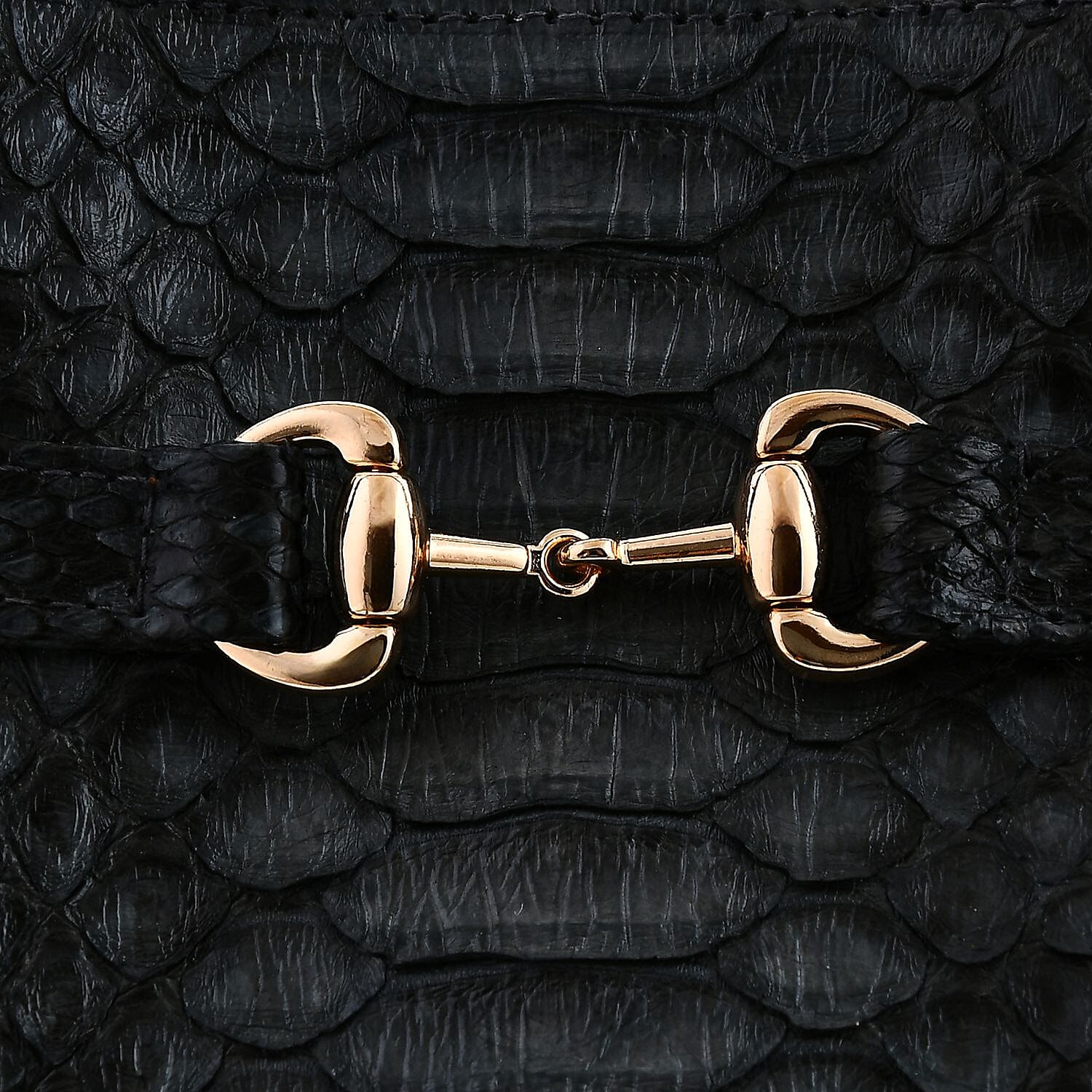 The Grand Pelle Black 100% Genuine Python Leather Tote Bag