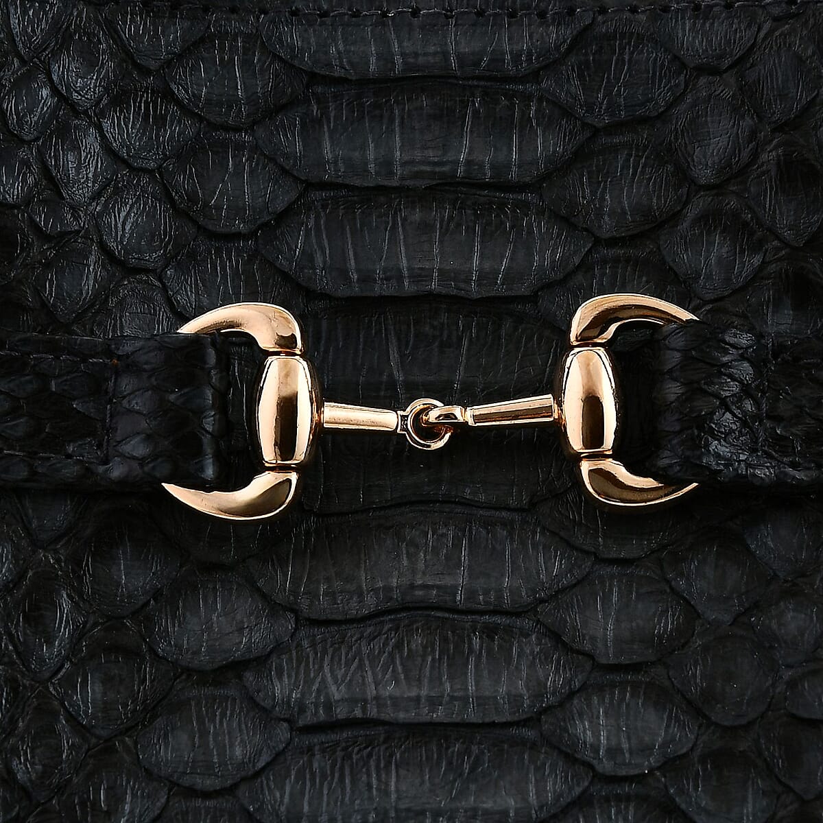 The Grand Pelle Black 100% Genuine Python Leather Tote Bag image number 8