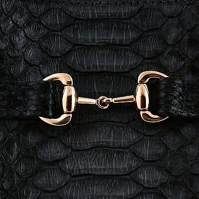 The Grand Pelle Black 100% Genuine Python Leather Tote Bag