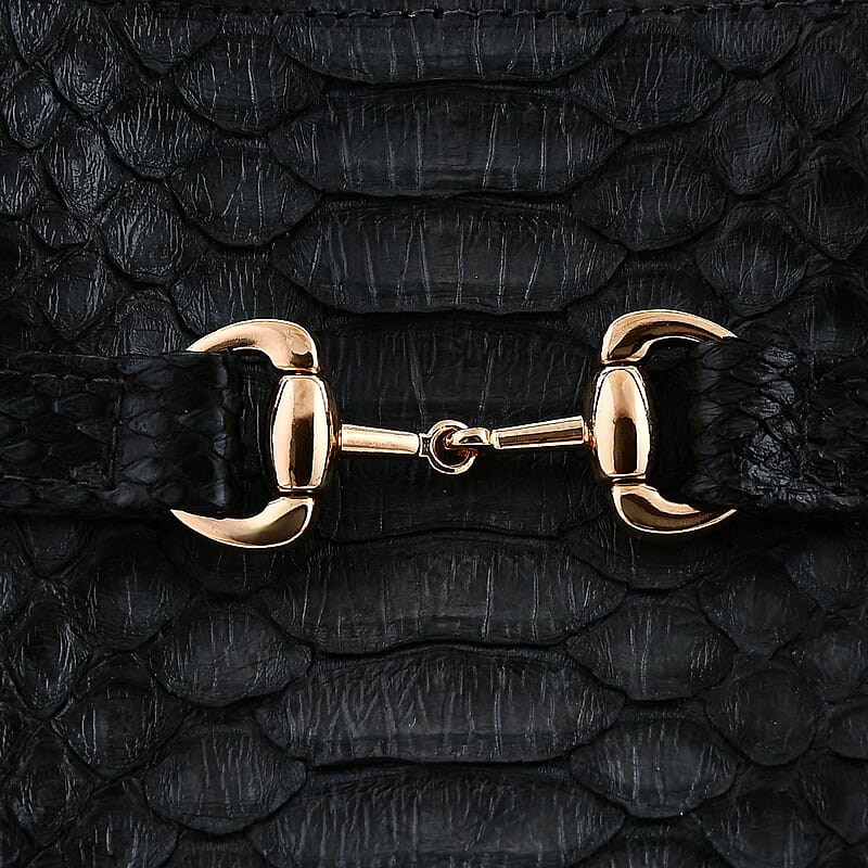 The Grand Pelle Black 100% Genuine Python Leather Tote Bag