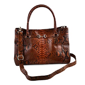The Grand Pelle Brown 100% Genuine Python Leather Tote Bag