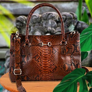 The Grand Pelle Brown 100% Genuine Python Leather Tote Bag