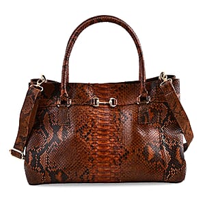 The Grand Pelle Brown 100% Genuine Python Leather Tote Bag