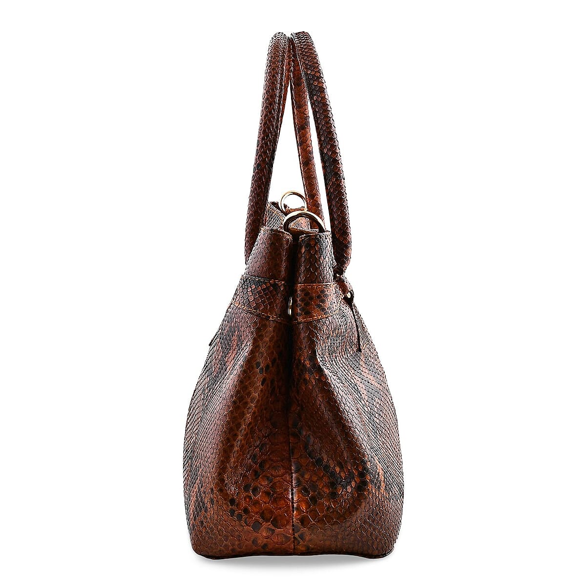 The Grand Pelle Brown 100% Genuine Python Leather Tote Bag image number 4