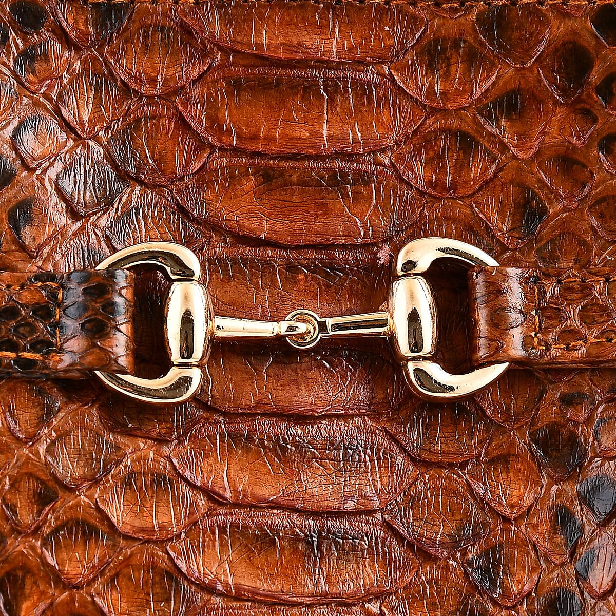 The Grand Pelle Brown 100% Genuine Python Leather Tote Bag image number 7