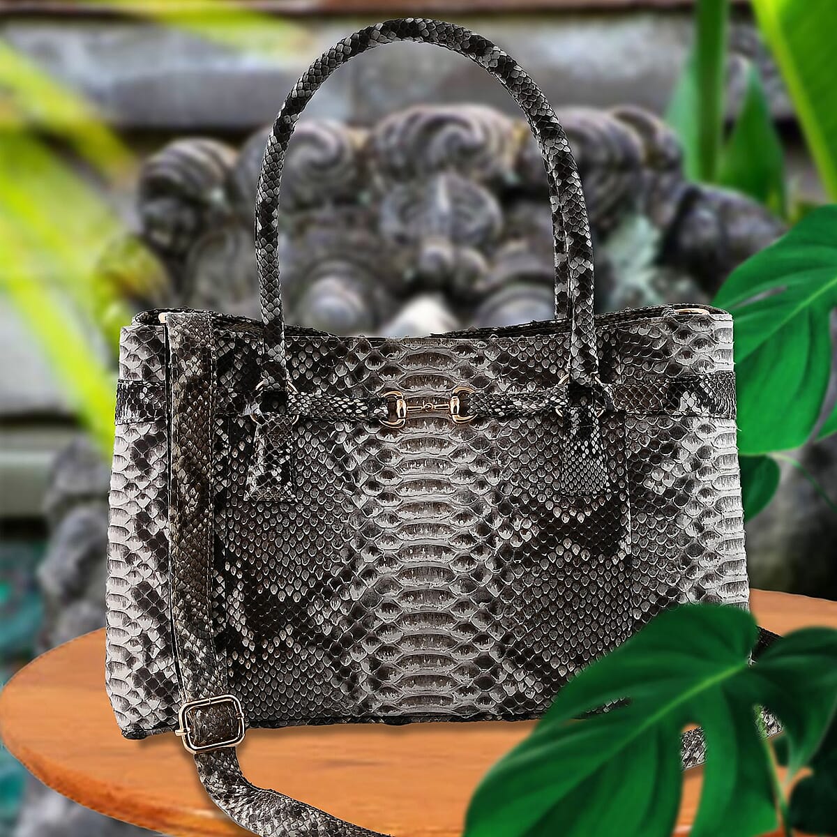 The Grand Pelle Natural 100% Genuine Python Leather Tote Bag image number 2