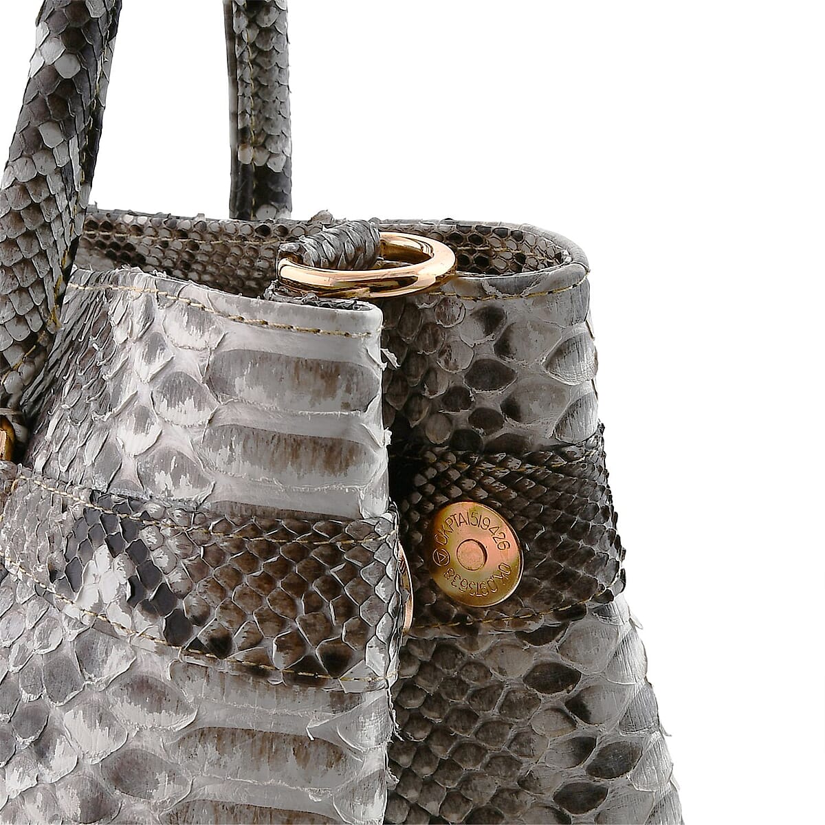 The Grand Pelle Natural 100% Genuine Python Leather Tote Bag image number 7