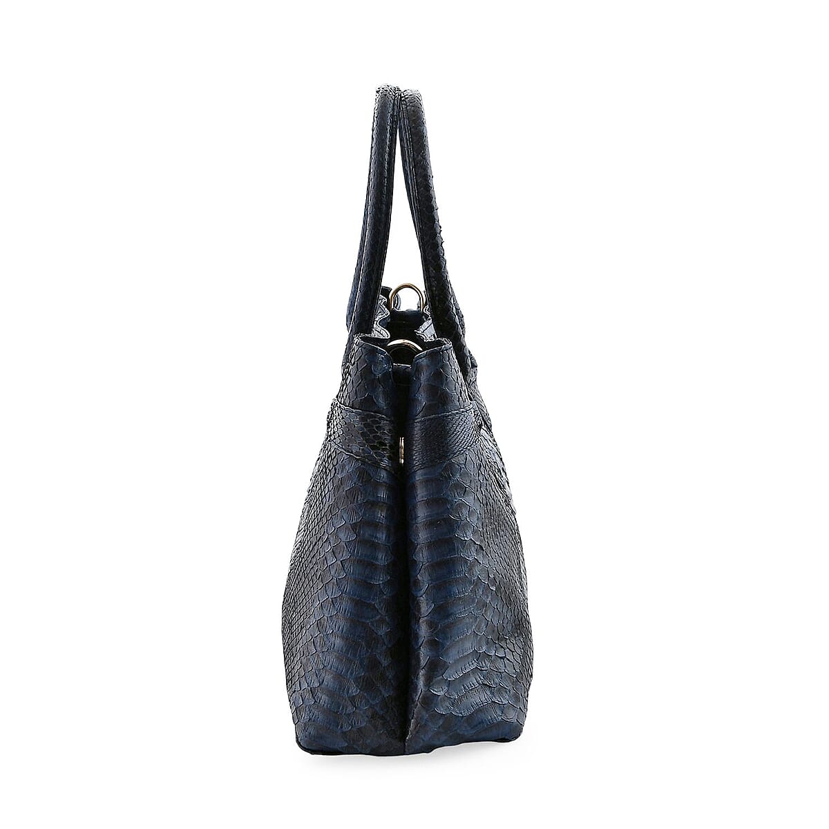 The Grand Pelle Navy Blue 100% Genuine Python Leather Tote Bag image number 4