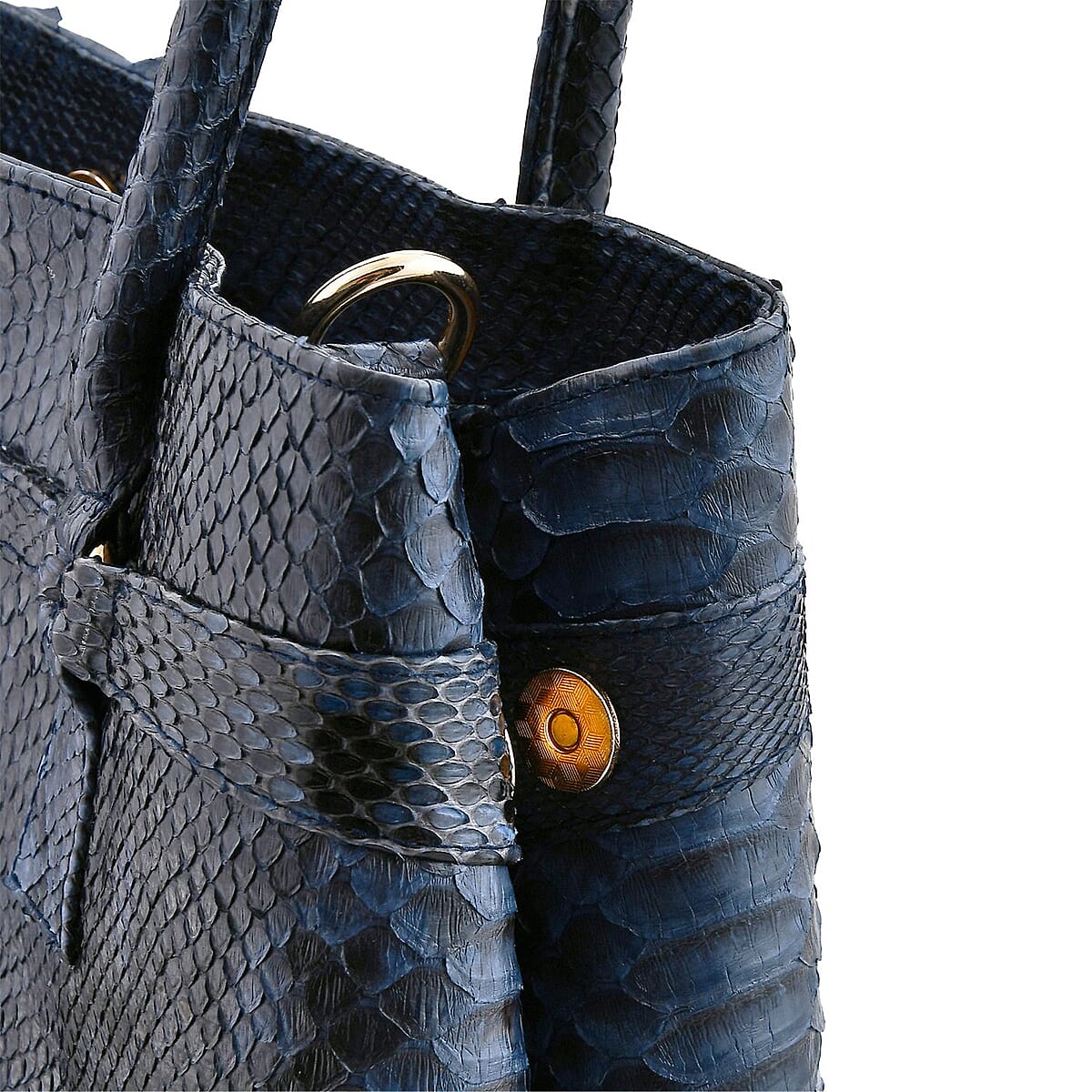 The Grand Pelle Navy Blue 100% Genuine Python Leather Tote Bag image number 7