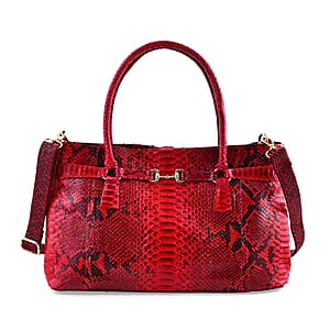 The Grand Pelle Red 100% Genuine Python Leather Tote Bag
