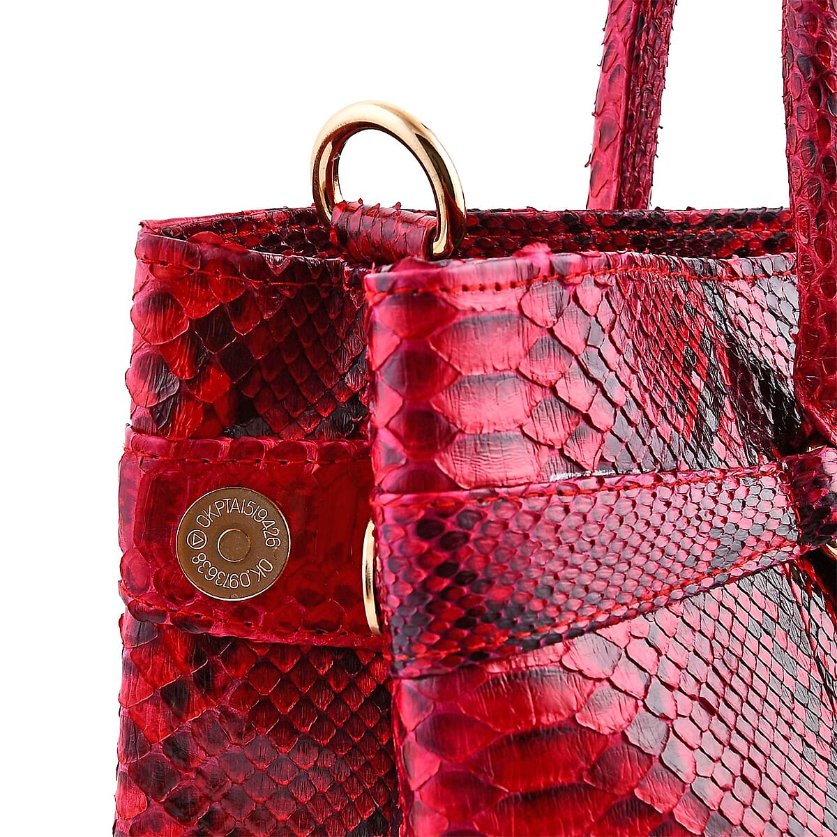 The Grand Pelle Red 100% Genuine Python Leather Tote Bag image number 6