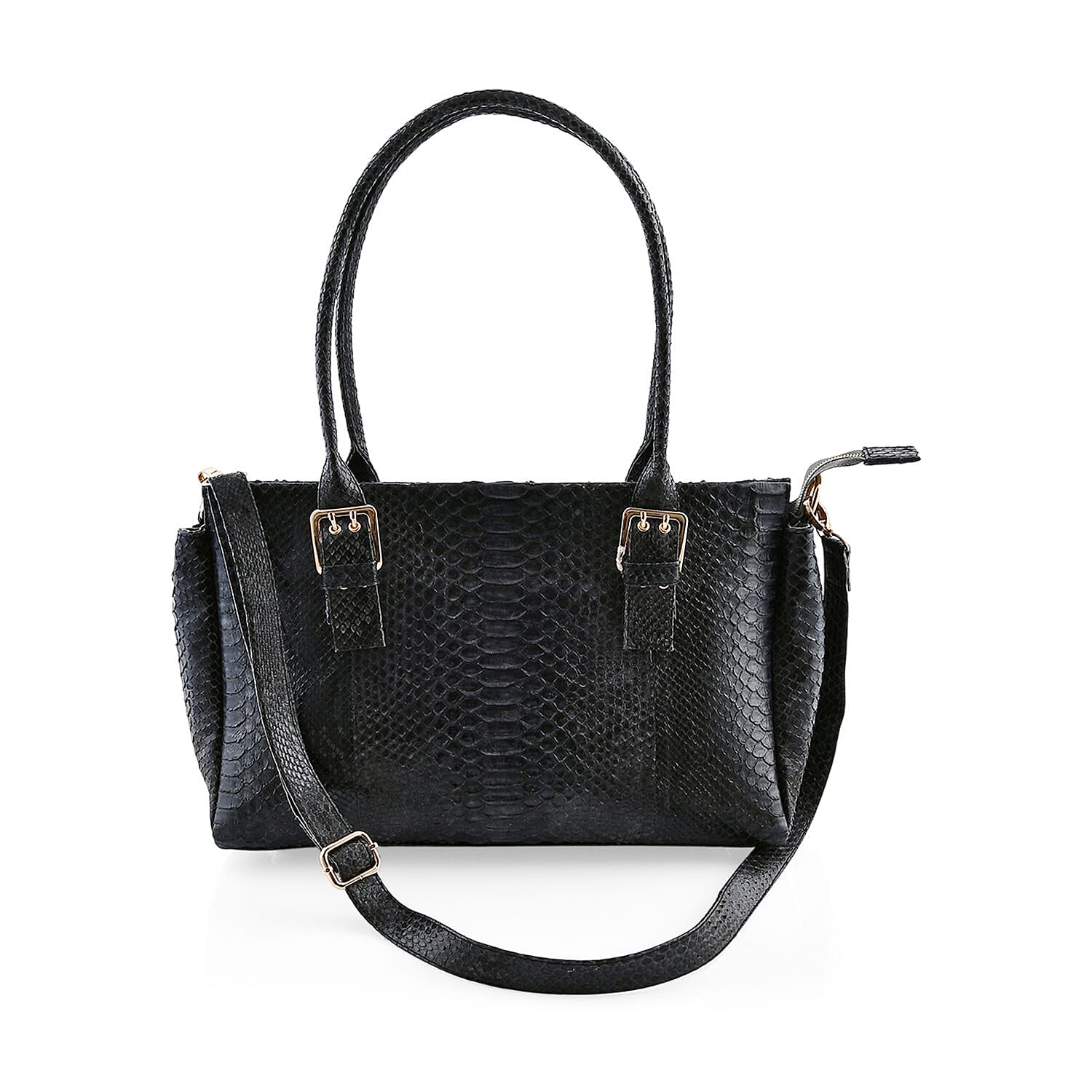 The Grand Pelle Black 100% Genuine Python Leather Handbag