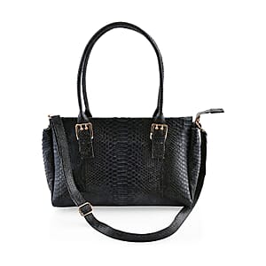 The Grand Pelle Black 100% Genuine Python Leather Handbag
