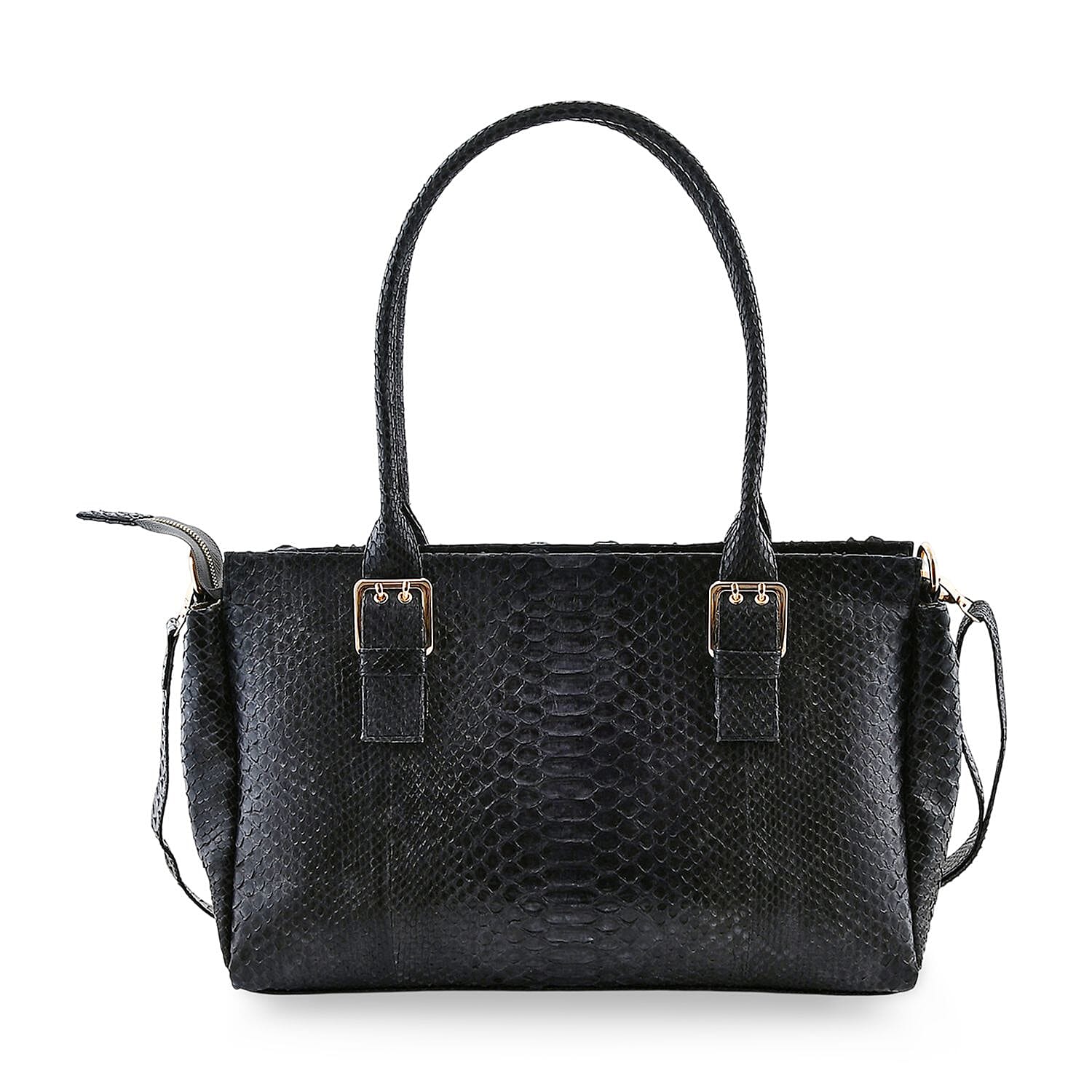 The Grand Pelle Black 100% Genuine Python Leather Handbag