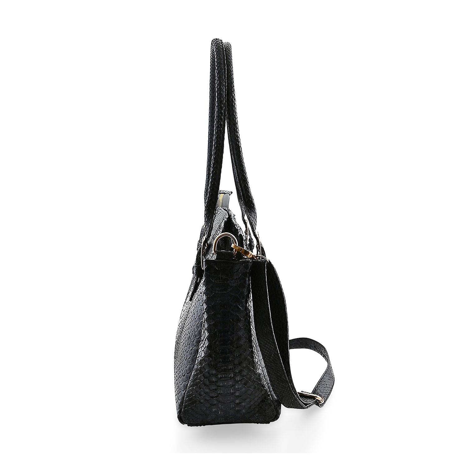 The Grand Pelle Black 100% Genuine Python Leather Handbag