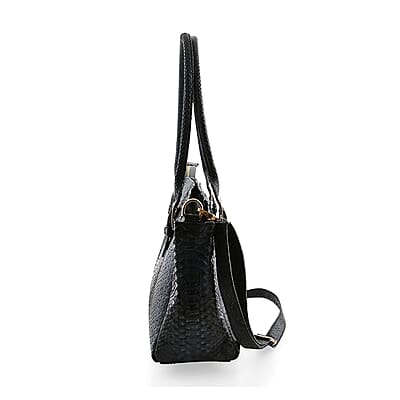 The Grand Pelle Black 100% Genuine Python Leather Handbag