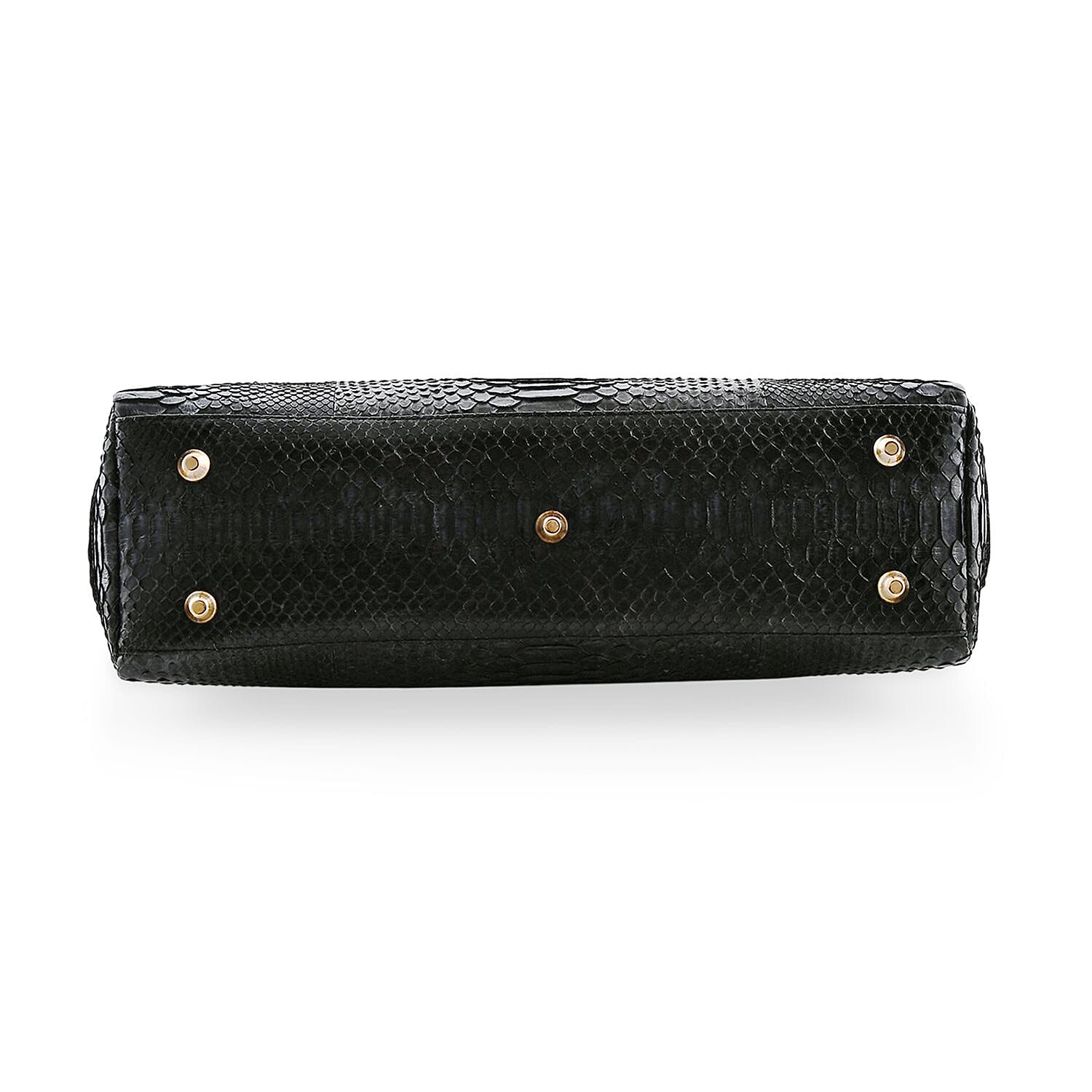 The Grand Pelle Black 100% Genuine Python Leather Handbag